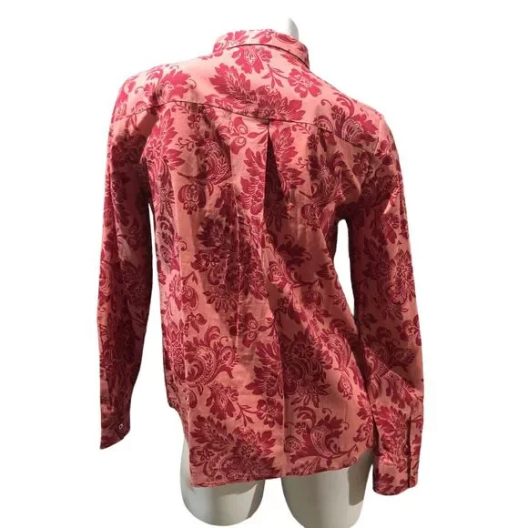 Sundance Embroidered Beaded Floral Button Up Shirt Top Pink Red Long Slveeve S - Picture 4 of 5